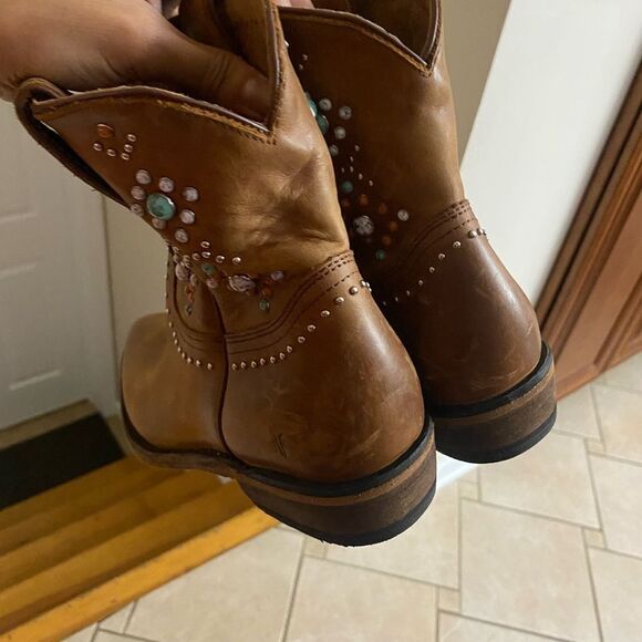 Frye Billy Stone Short Studded Cognac Boots - Picture 5 of 9